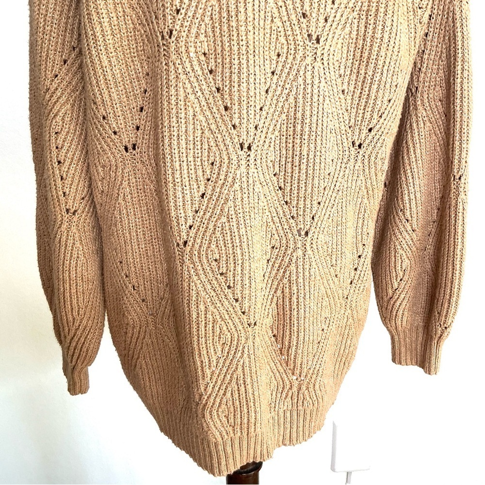 Cozy Tan Knit Cardigan Sweater Size Medium - Picture 9 of 15